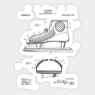 Ice Hockey Skates Patent - Ice Skates Art - Black And White Sticker